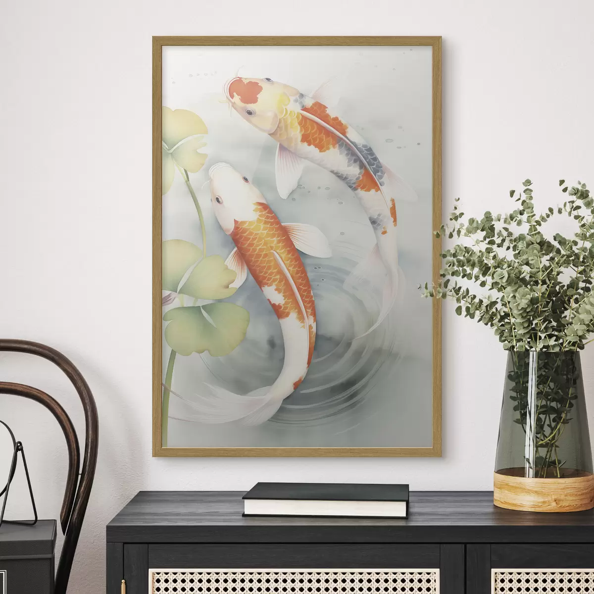 Poster Zwei wunderschöne Fische in einem Teich f46086