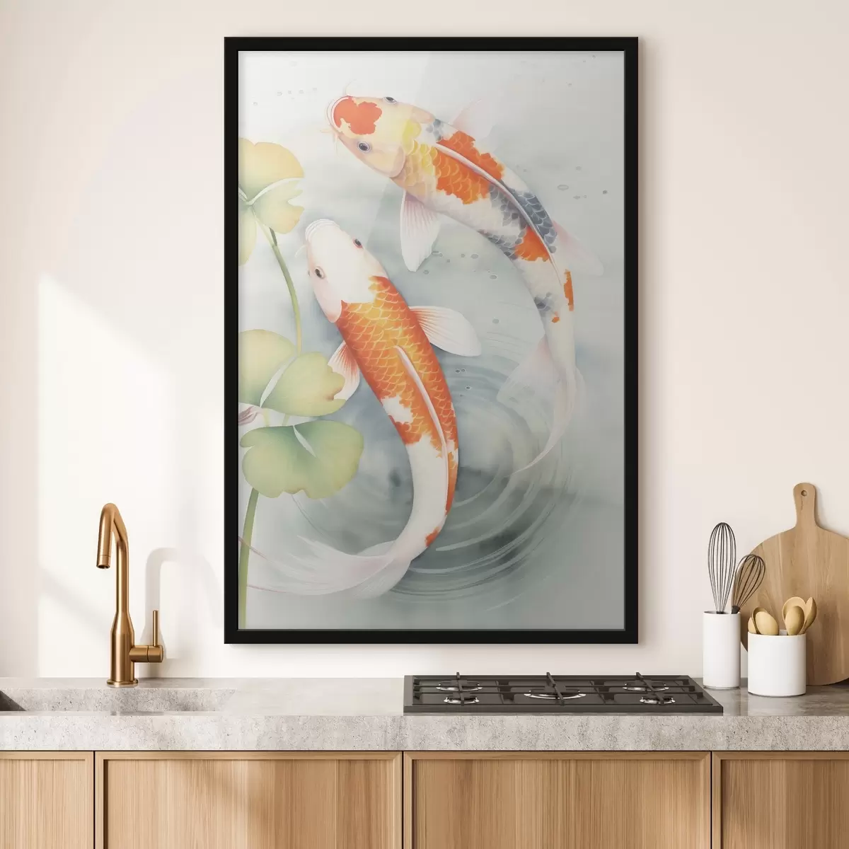 Poster Zwei wunderschöne Fische in einem Teich f46086