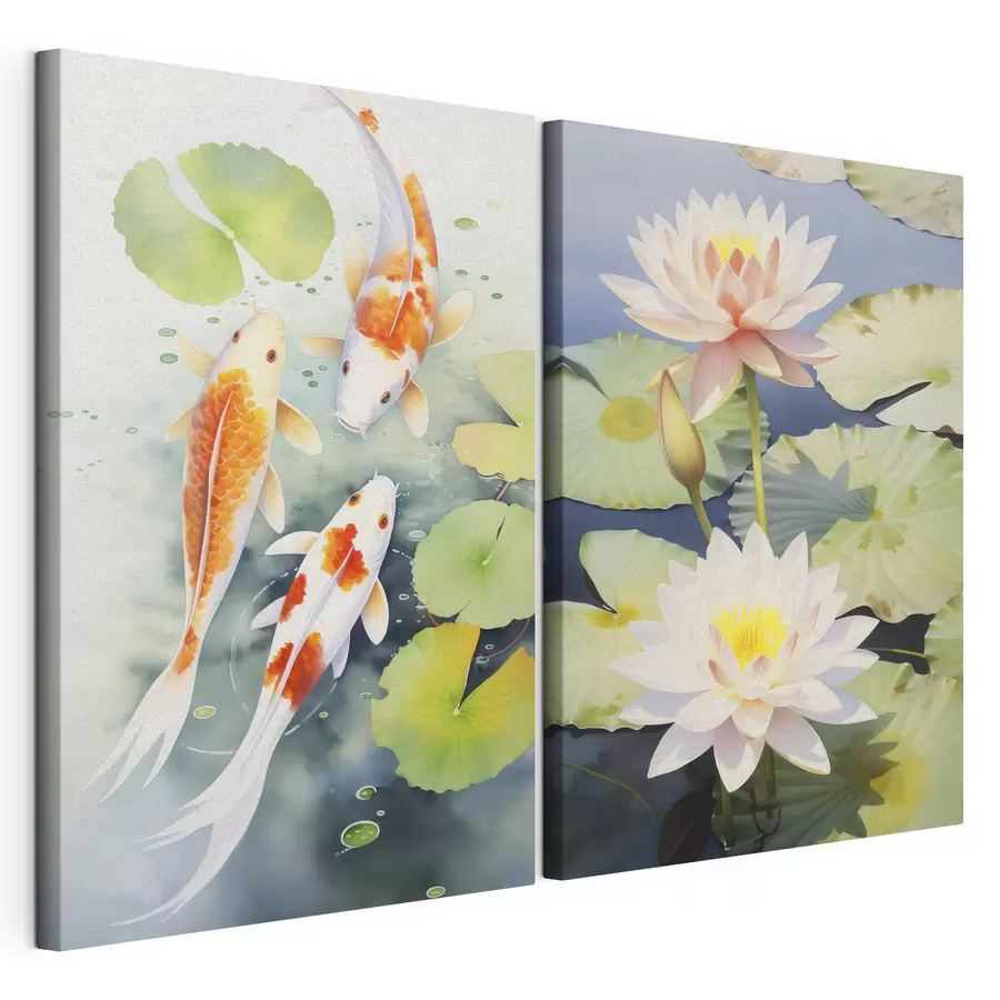 Fototapete Wunderschöne Lotusblumen und Fische m00868
