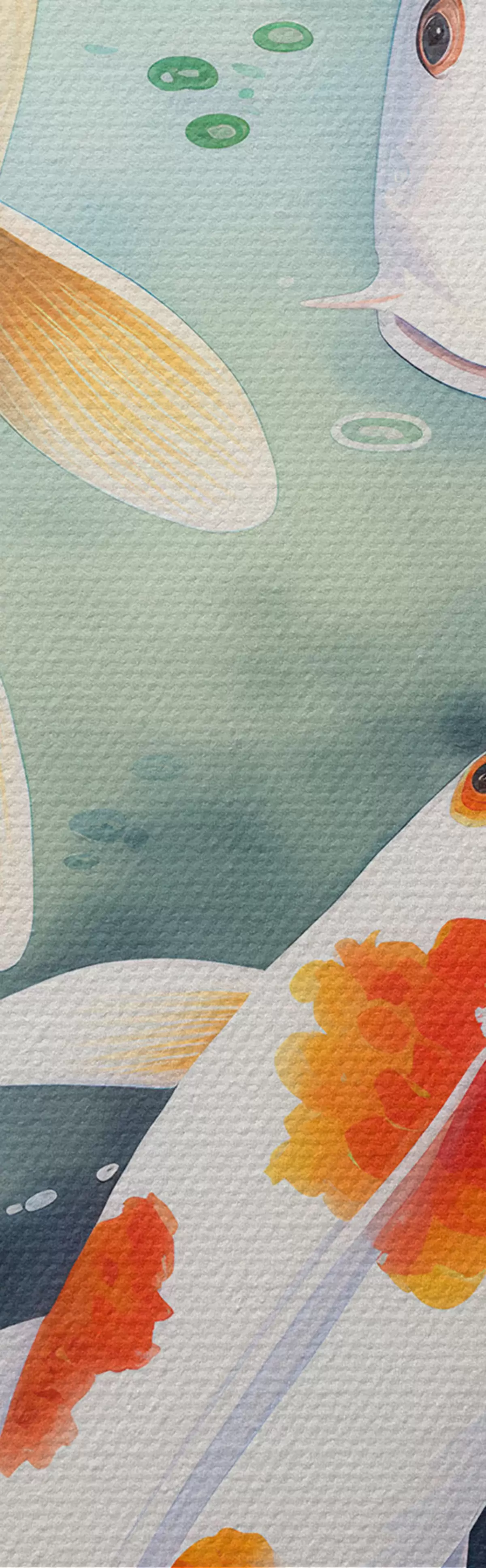 Fototapete Wunderschöne Lotusblumen und Fische m00868