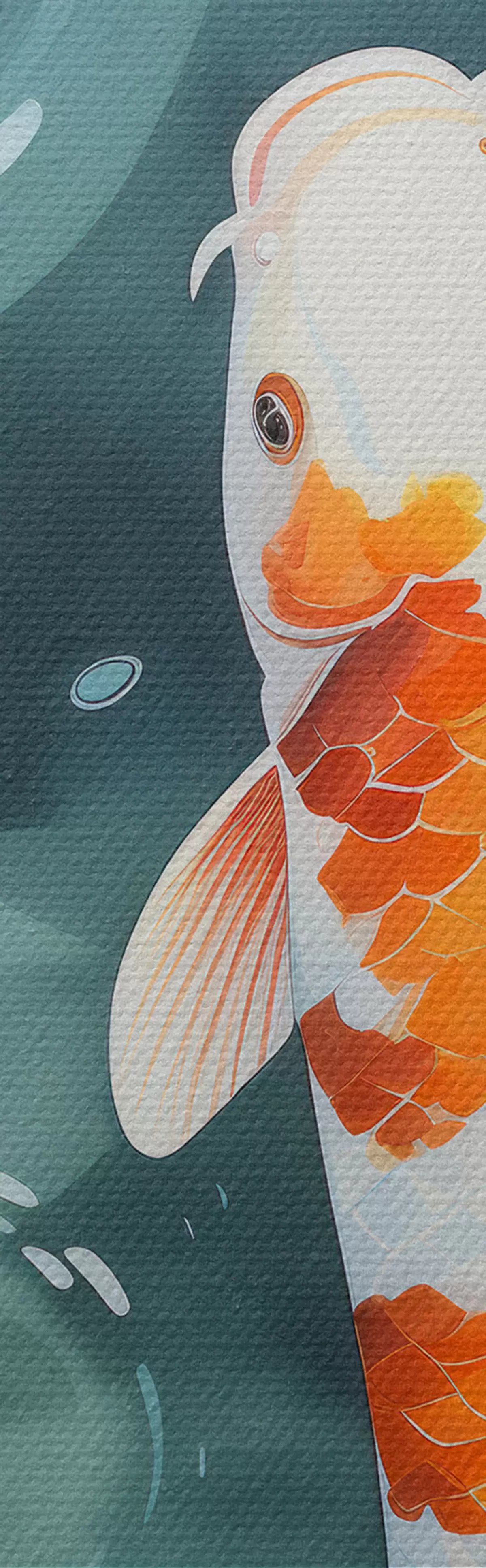 Fototapete Helle Bilder von Lotusblumen und Fischen in einem Teich m00869