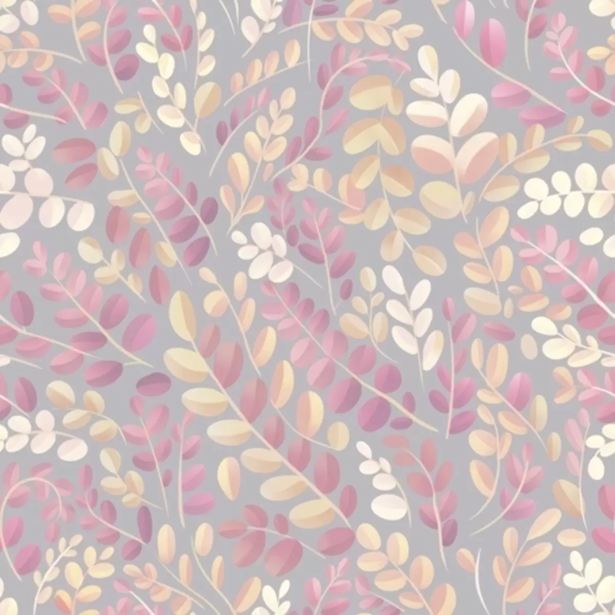 Tapete Pastellfarbene Zweige mit rosa-pfirsichfarbenem Laub auf grauem Hintergrund a00799v1