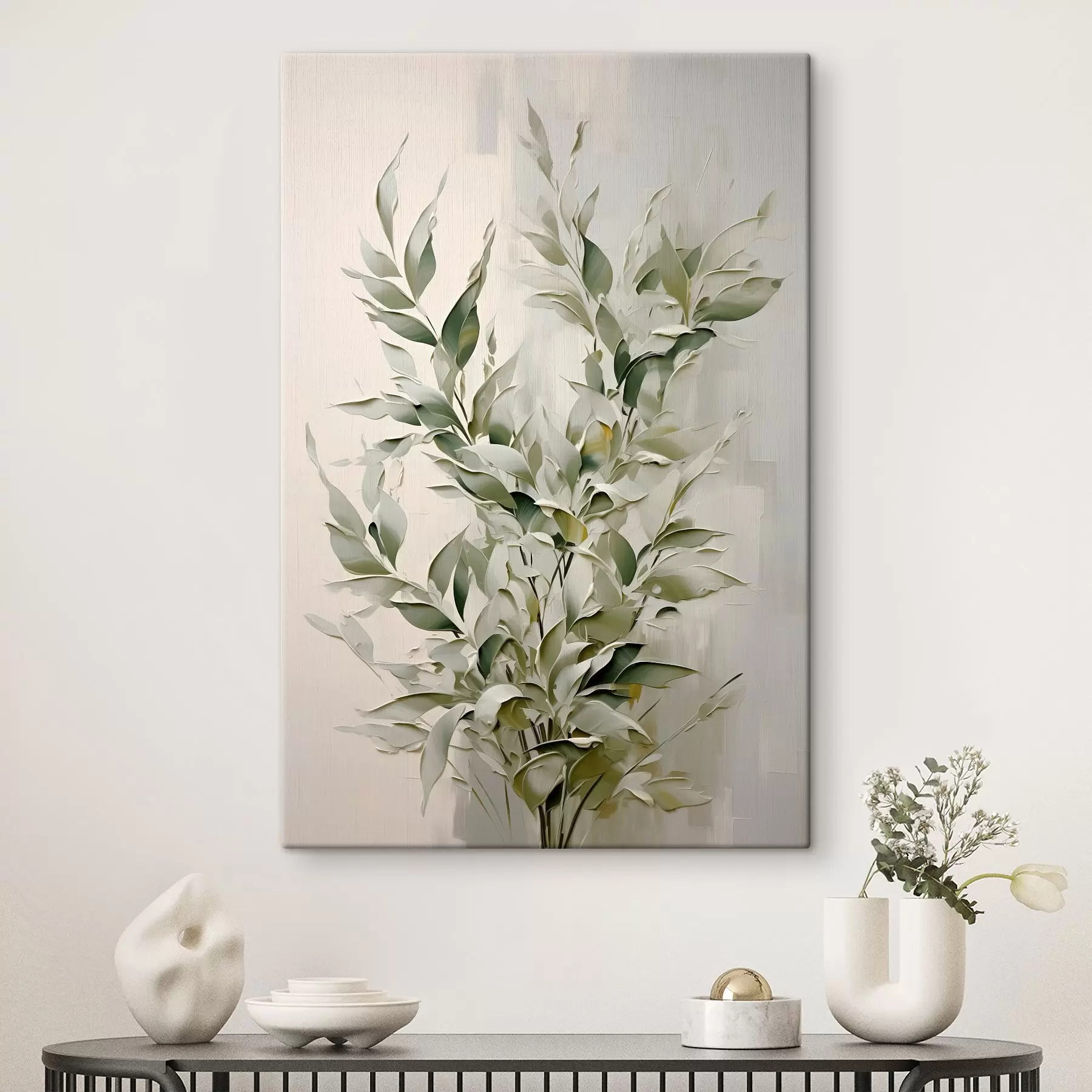 Fototapete Abstrakter Zweig mit Blättern s46136