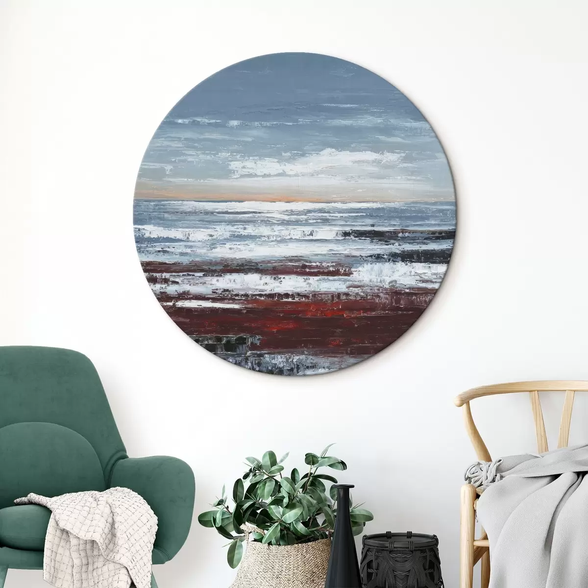 Runde Wandbilder Abstrakte Meereslandschaft r46014