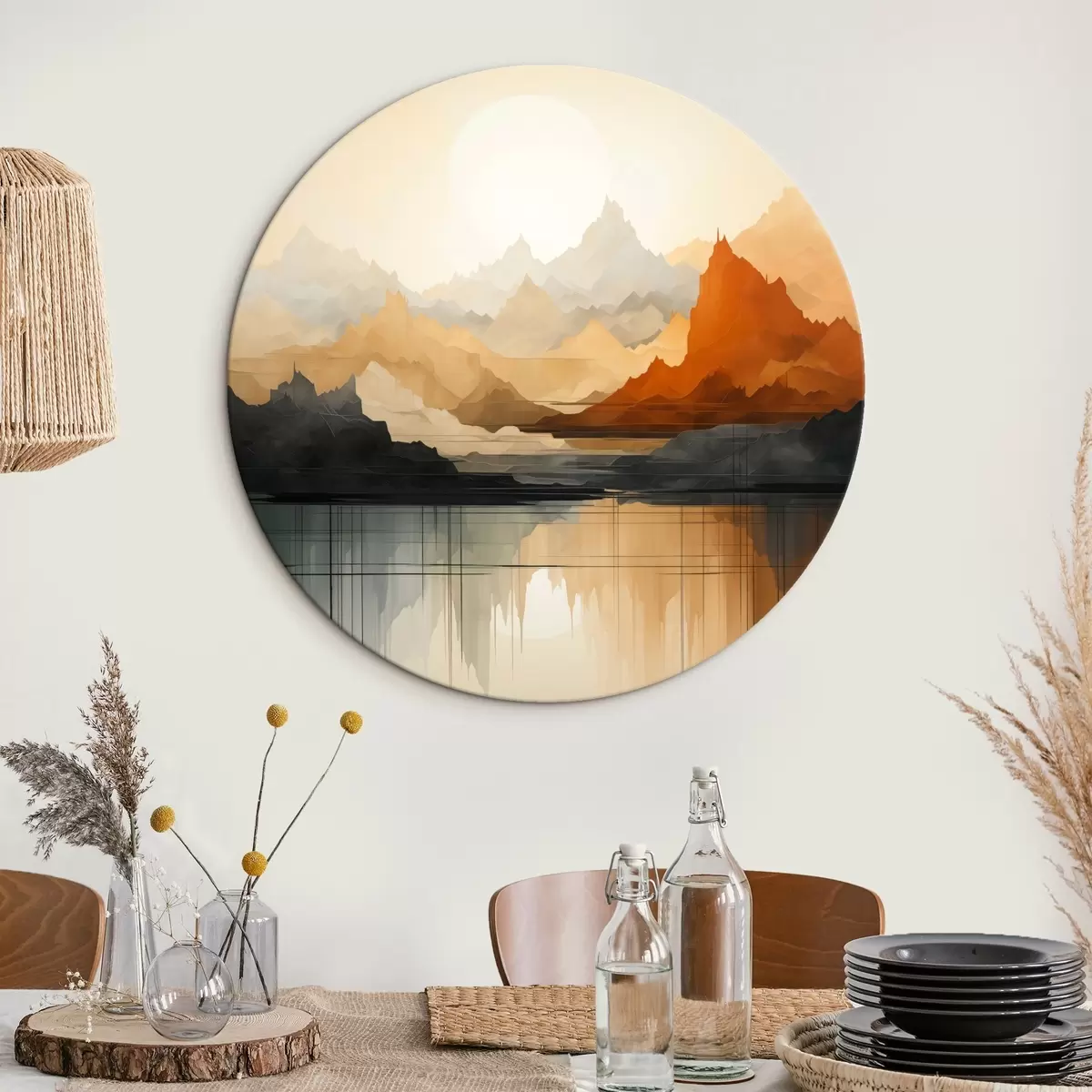 Runde Wandbilder Abstrakte Berglandschaft r46140