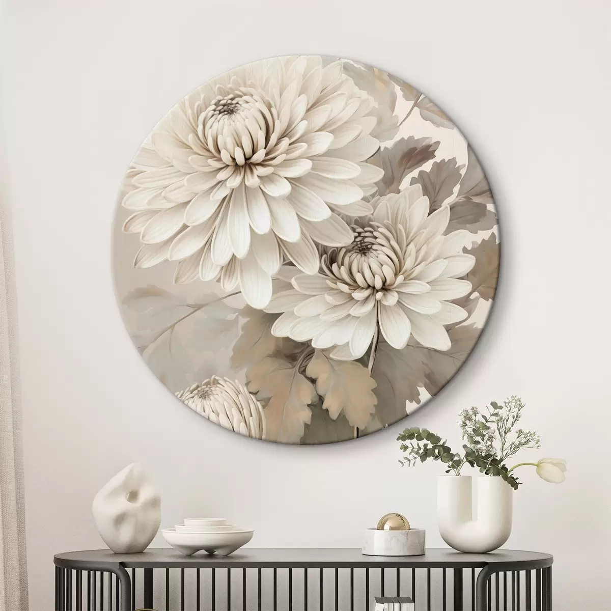 Runde Wandbilder Abstrakte Chrysanthemen r46261