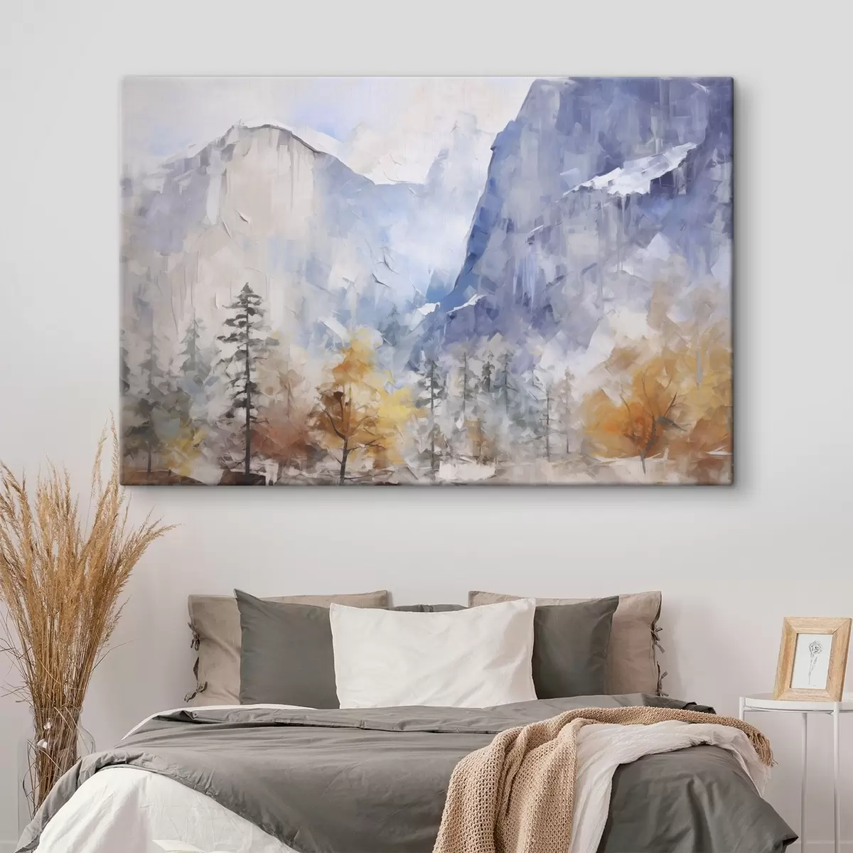 Fototapete Abstrakte Landschaft mit Wald vor Bergen s46298