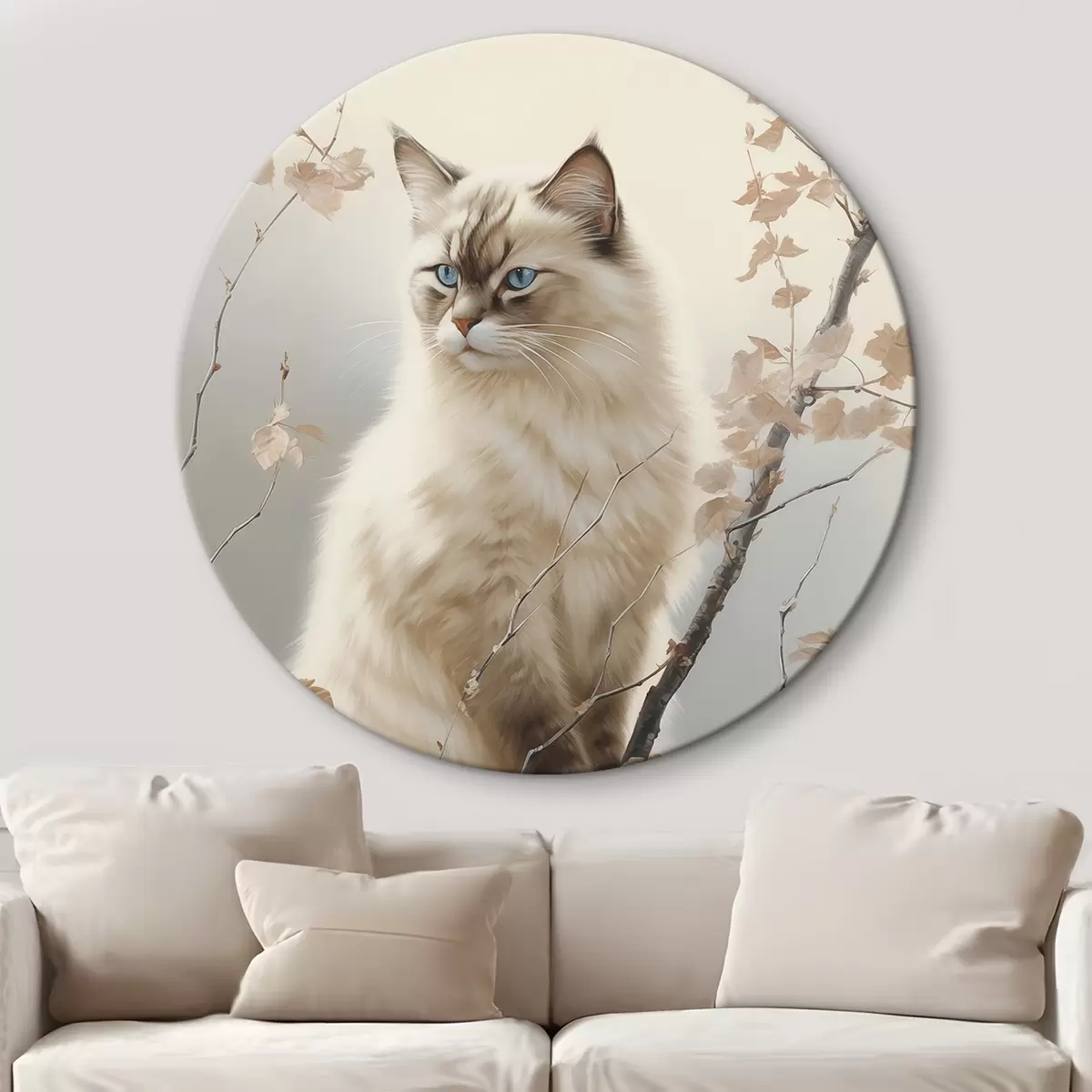 Runde Wandbilder Eine Katze auf einem Ast r46300