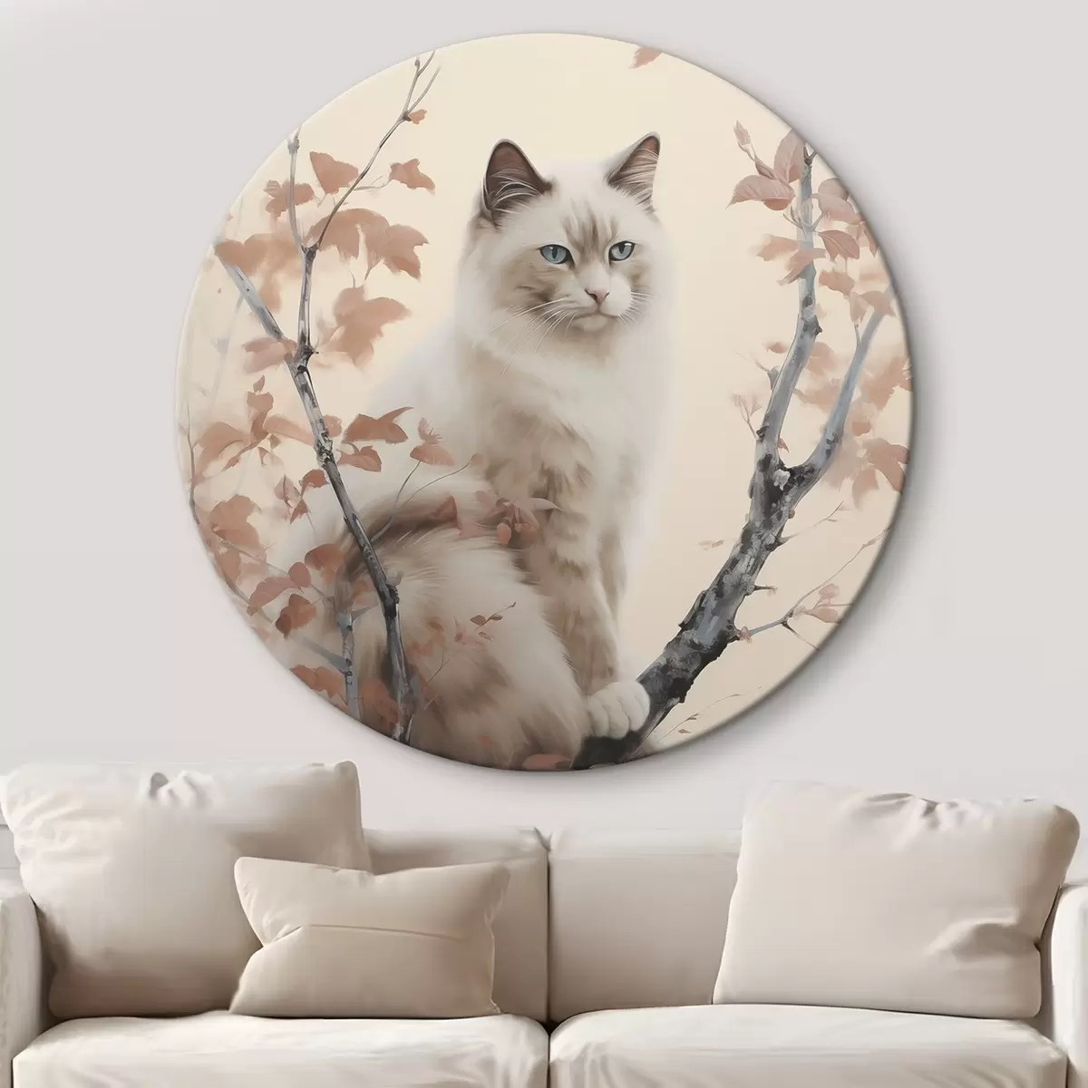Runde Wandbilder Die Katze sitzt auf einem Baum r46301