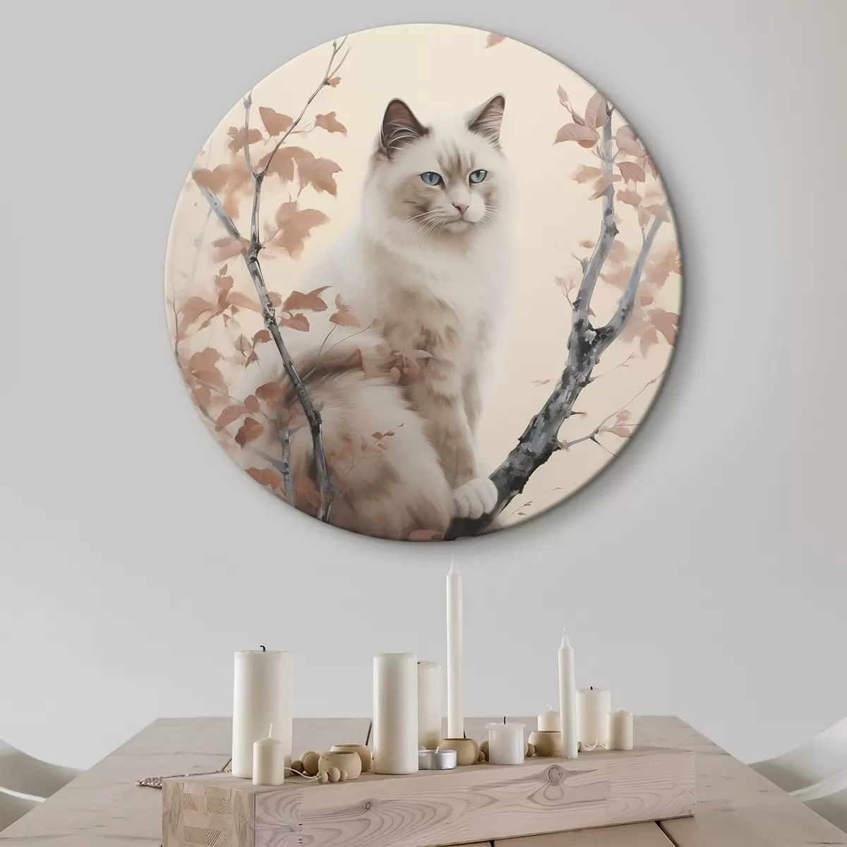 Runde Wandbilder Die Katze sitzt auf einem Baum r46301
