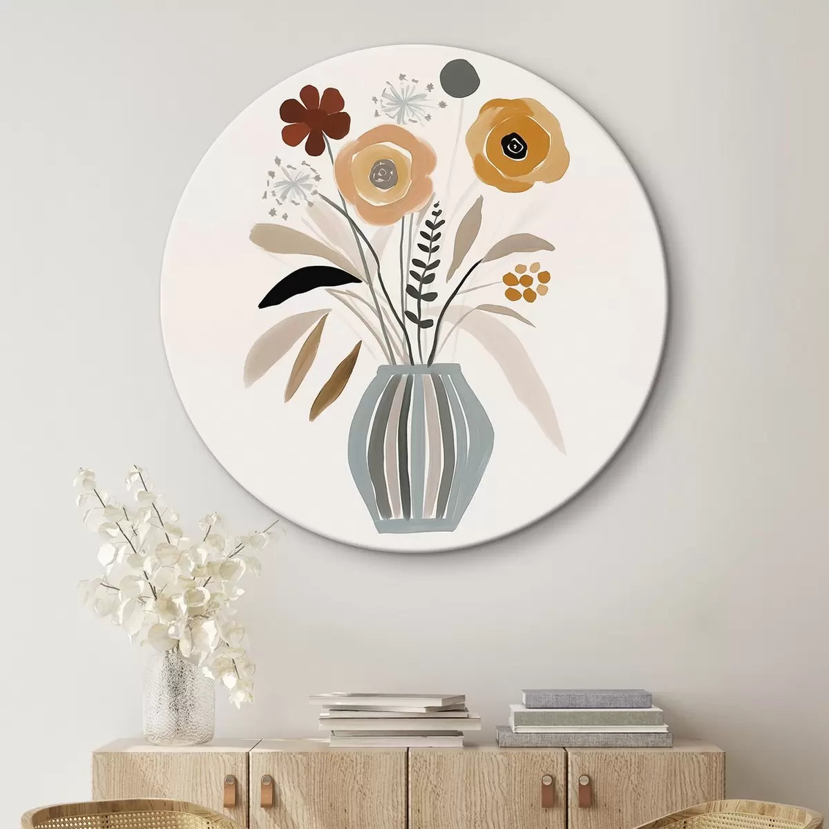 Runde Wandbilder Blumen in einer Vase r46303