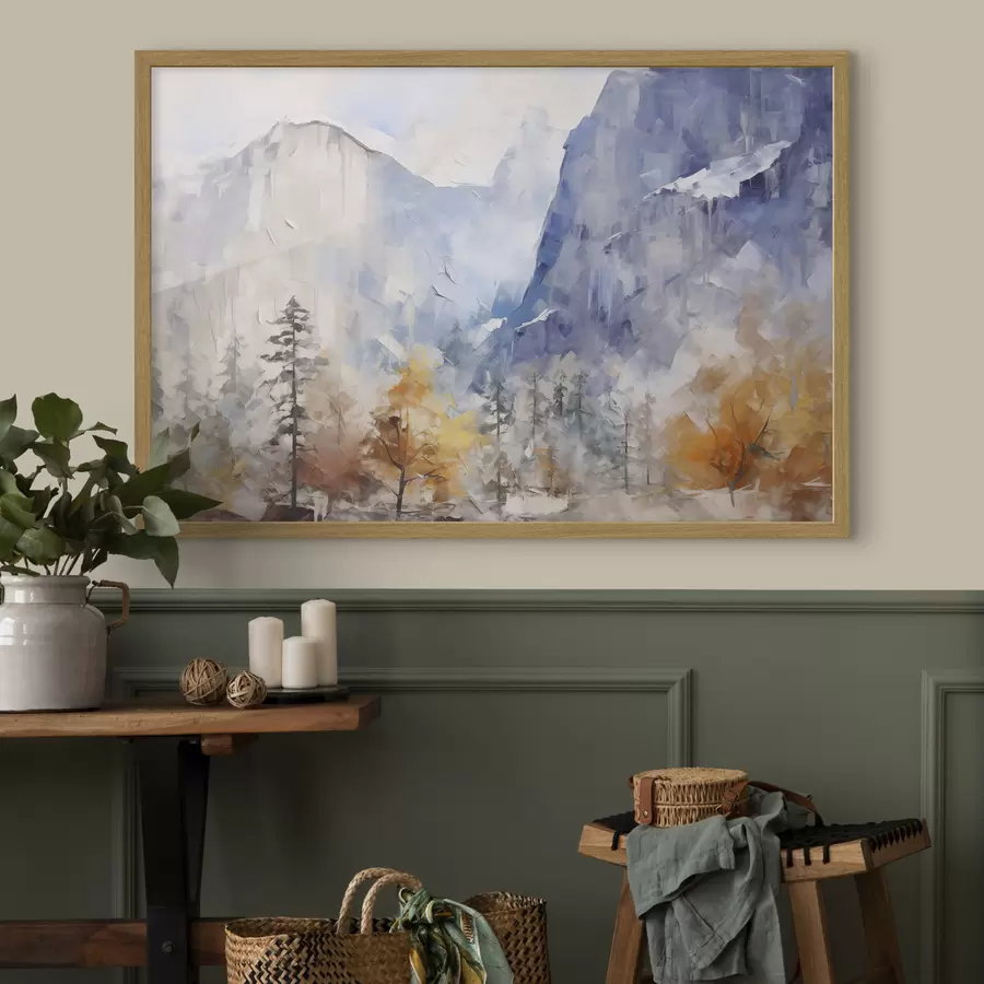 Fototapete Abstrakte Landschaft mit Wald vor Bergen f46298