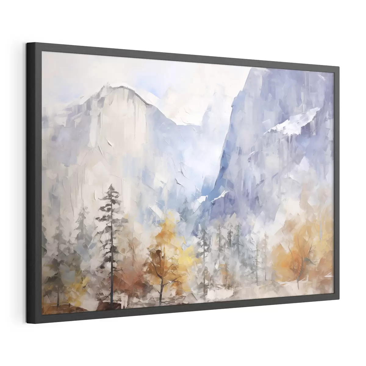 Poster Abstrakte Landschaft mit Wald vor Bergen f46298