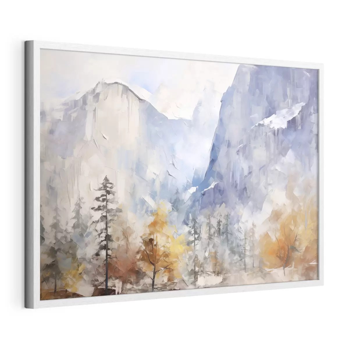 Poster Abstrakte Landschaft mit Wald vor Bergen f46298