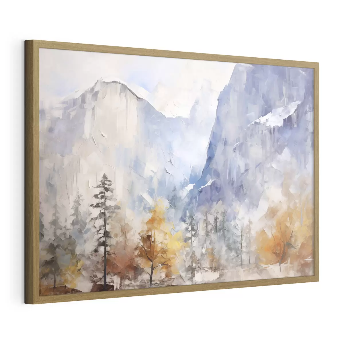 Poster Abstrakte Landschaft mit Wald vor Bergen f46298