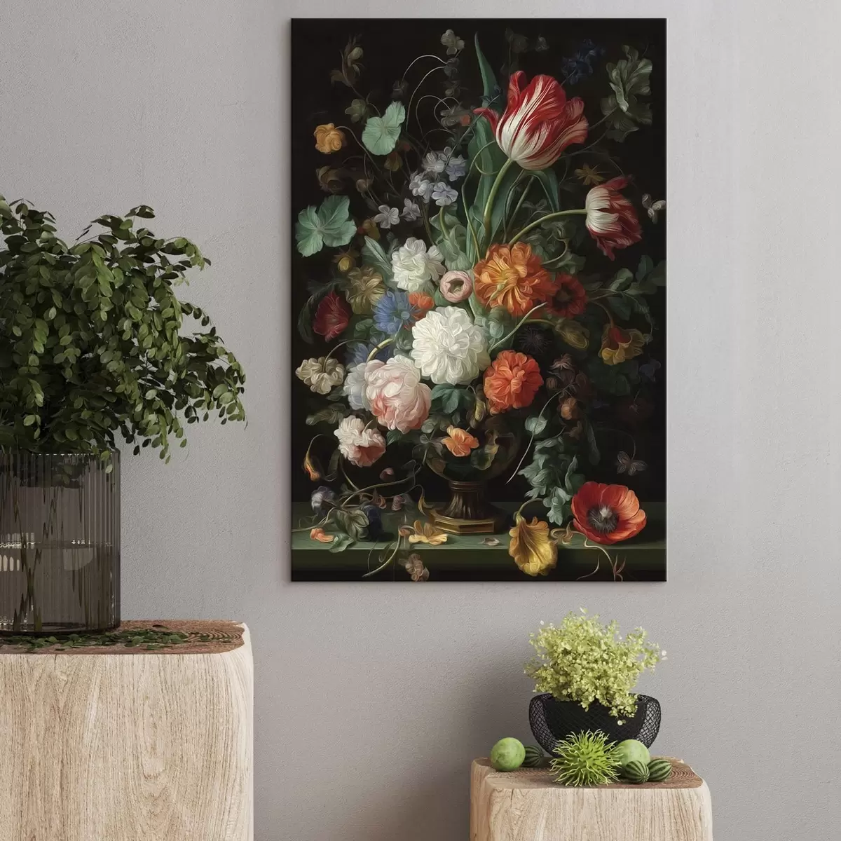 Fototapete Blumenarrangement im Stil alter Stillleben s46145