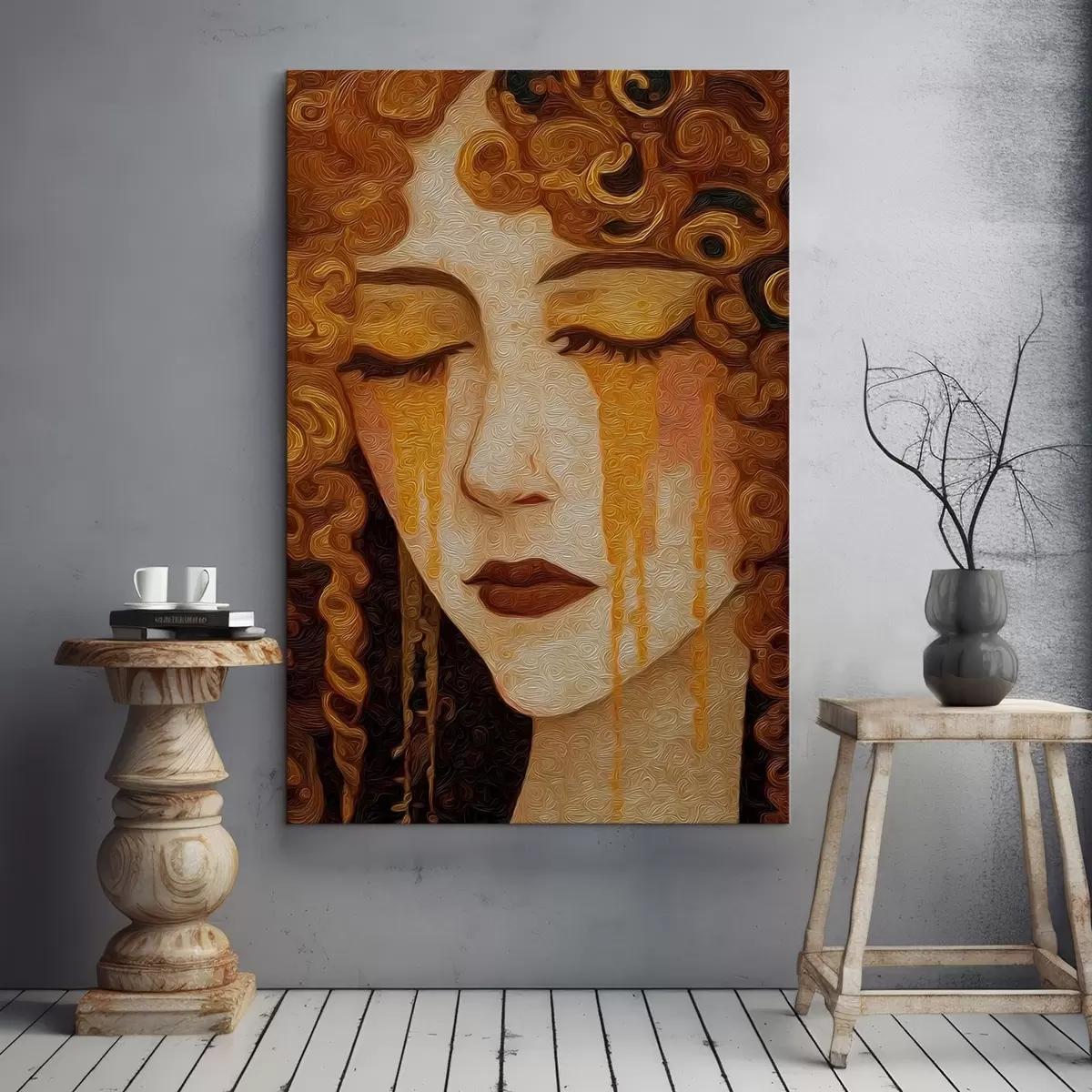 Fototapete Porträt einer Frau mit roten Haaren und dekorativem Make-up s46149