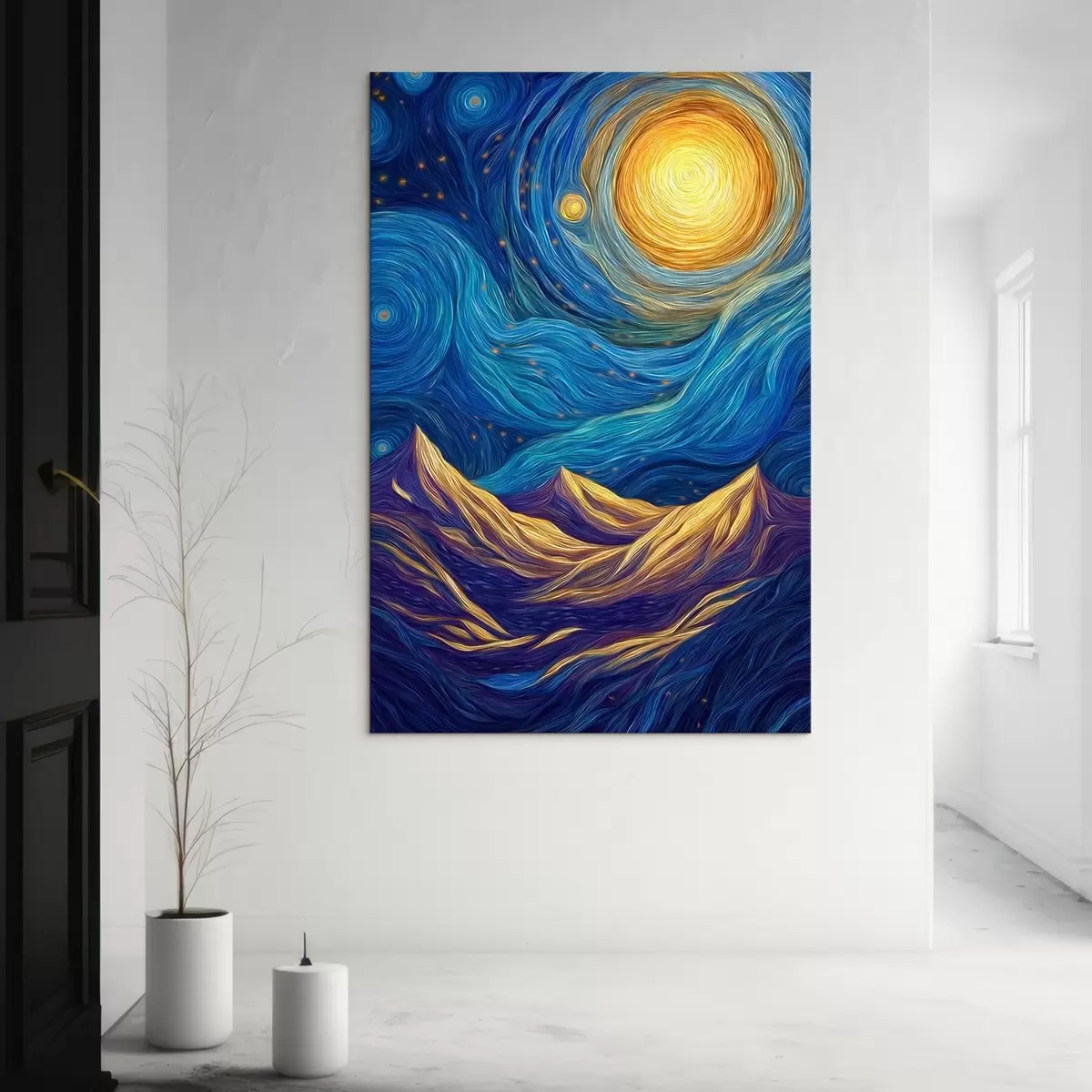 Fototapete Strahlender Sternenhimmel über den Berggipfeln s46168