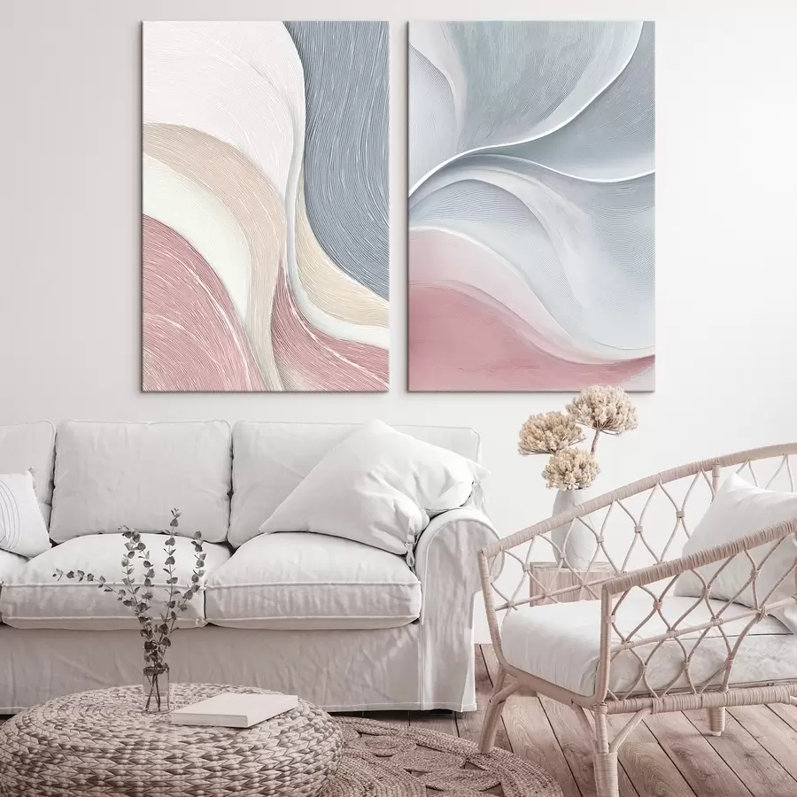 Fototapete Abstrakte Wellen in Rosa-Beige-Blau-Tönen m00874
