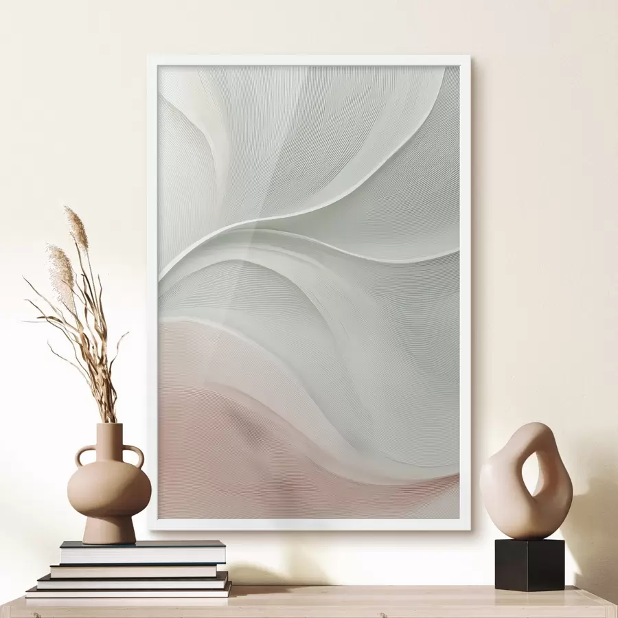 Fototapete Abstrakte Wellen in warmen Rosa-Beige-Tönen f46152