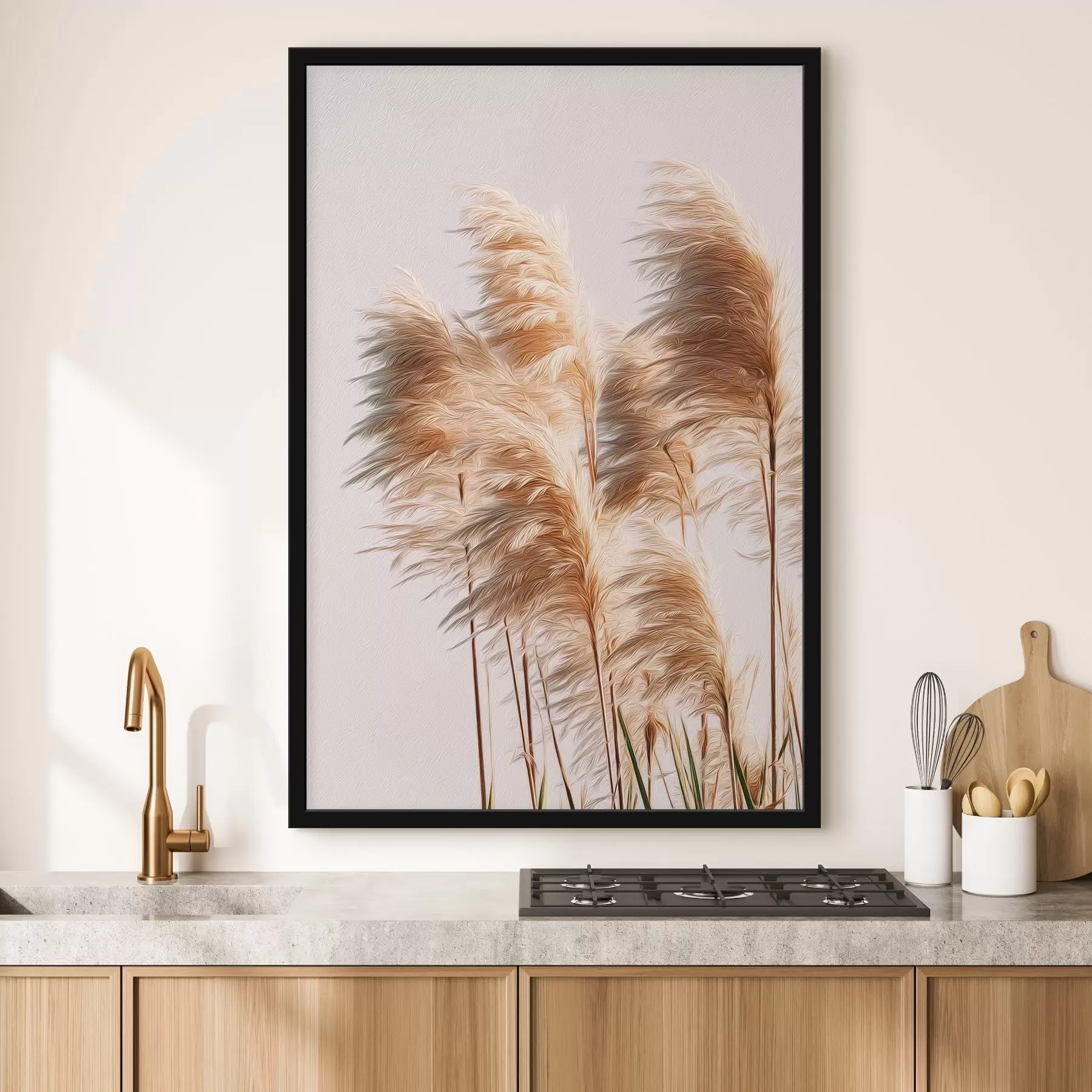 Fototapete Flauschige Ziergräser auf hellem Hintergrund f46157