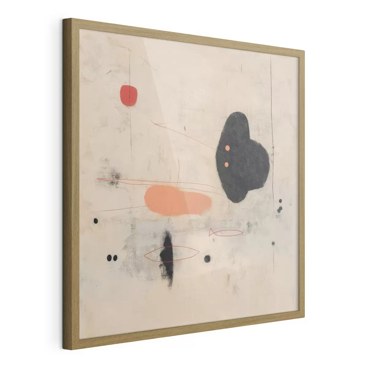Poster Minimalistische abstrakte Zeichnung mit schwarzen und korallenfarbenen Akzenten f46159