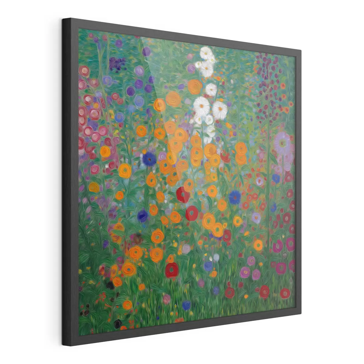 Poster Farbenfrohes Blumenfeld mit weißen Akzenten f46172