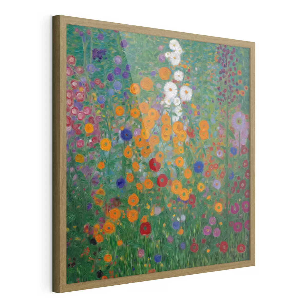 Poster Farbenfrohes Blumenfeld mit weißen Akzenten f46172