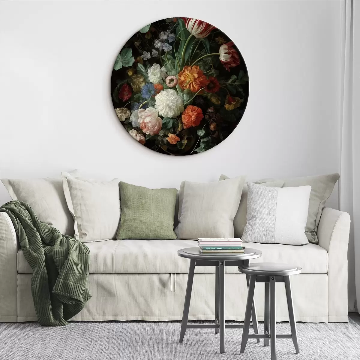 Runde Wandbilder Blumenarrangement im Stil alter Stillleben r46145