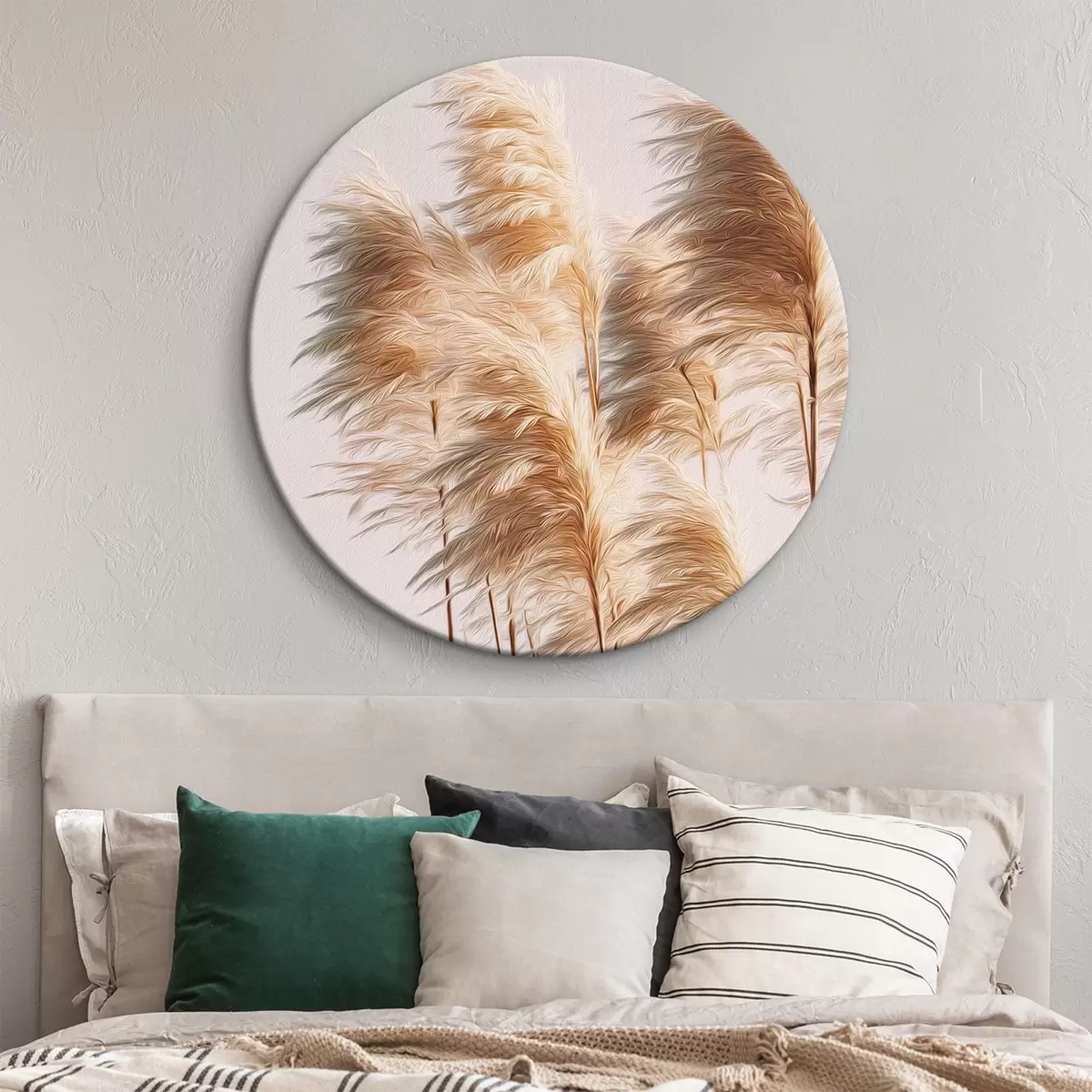 Runde Wandbilder Flauschige Ziergräser auf hellem Hintergrund r46157