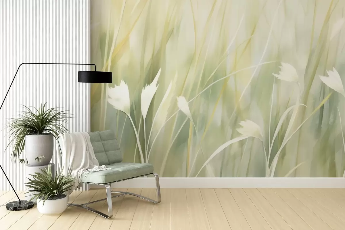 Fototapete Gras mit Blumen w04743