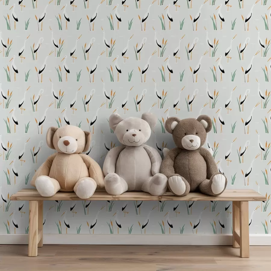 Fototapete Reiher zwischen Schilf vor hellem Hintergrund a00650v2