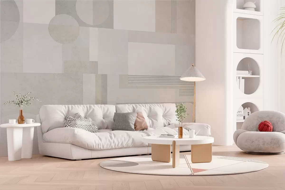 Fototapete abstrakte Geometrie in Grau- und Beigetönen w04635