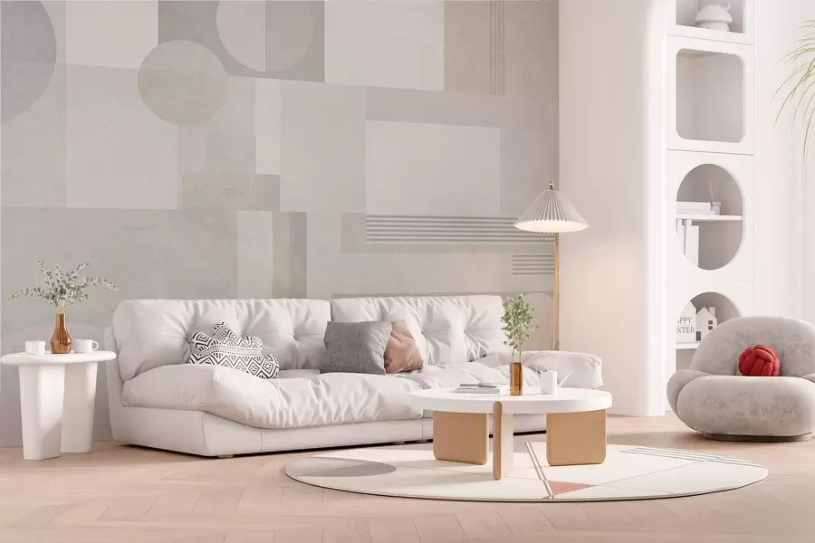 Fototapete abstrakte Geometrie in Grau- und Beigetönen w04635