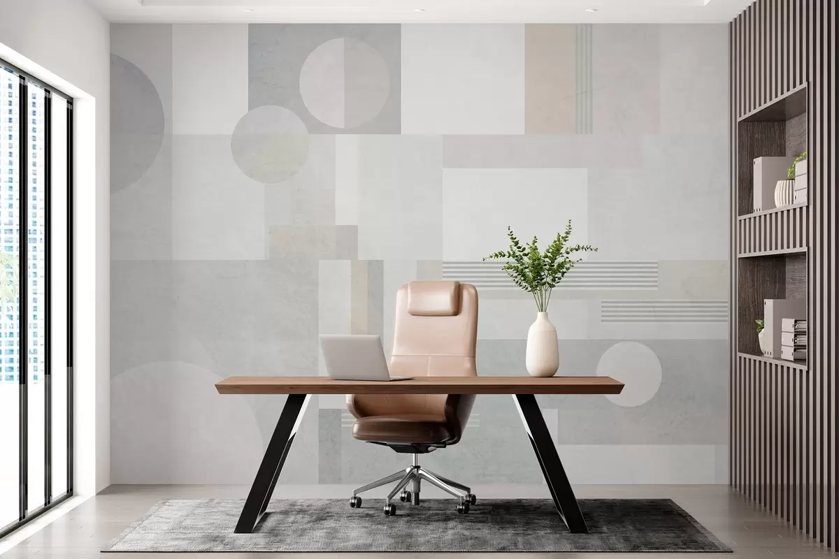 Fototapete abstrakte Geometrie in Grau- und Beigetönen w04635