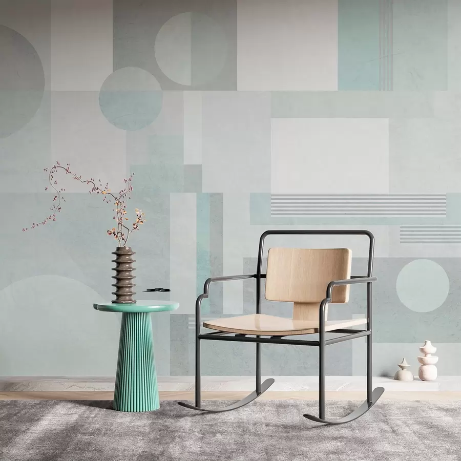 Fototapete abstrakte Geometrie in Graugrüntönen w04635v3