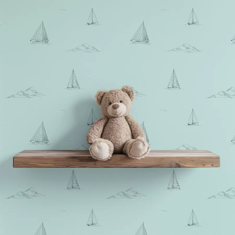 Fototapete Skizzen von Yachten und Inseln, mintgrüner Hintergrund a00654v4 Fototapete Skizzen von Yachten und Inseln, mintgrüner Hintergrund a00654v4