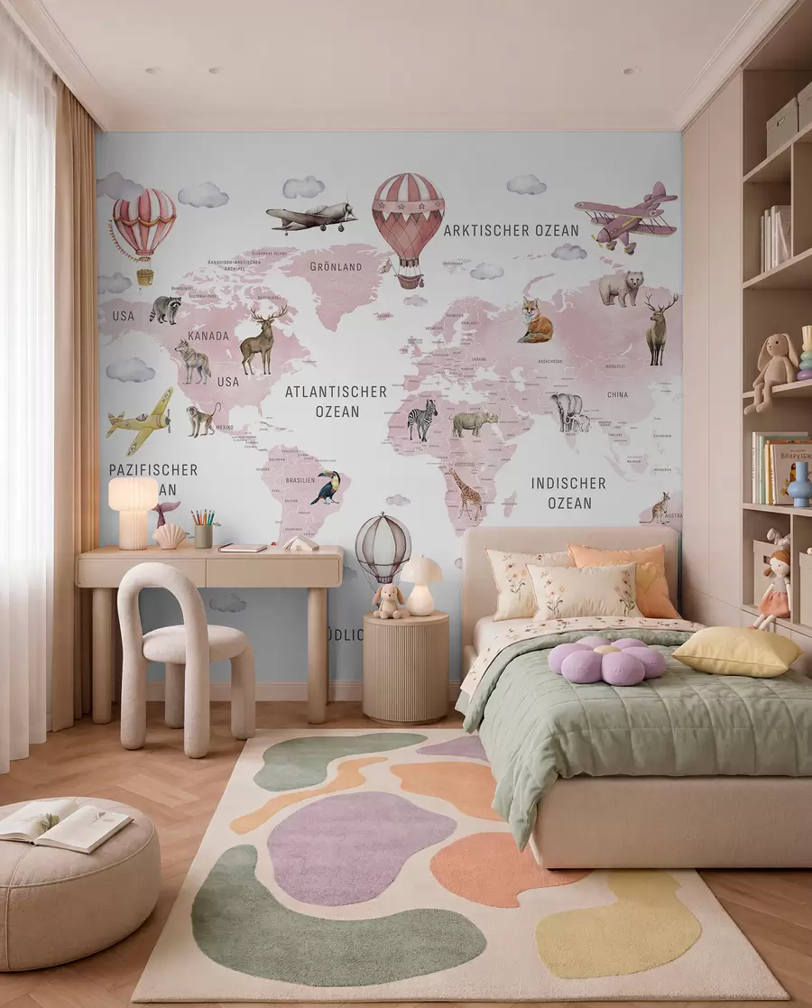 Fototapete Rosa Atlas auf Deutsch c00001dev3