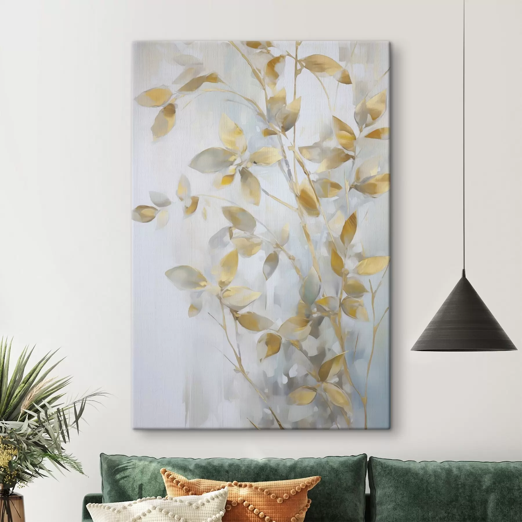 Fototapete Abstrakte Blätter imitieren Malerei s46348