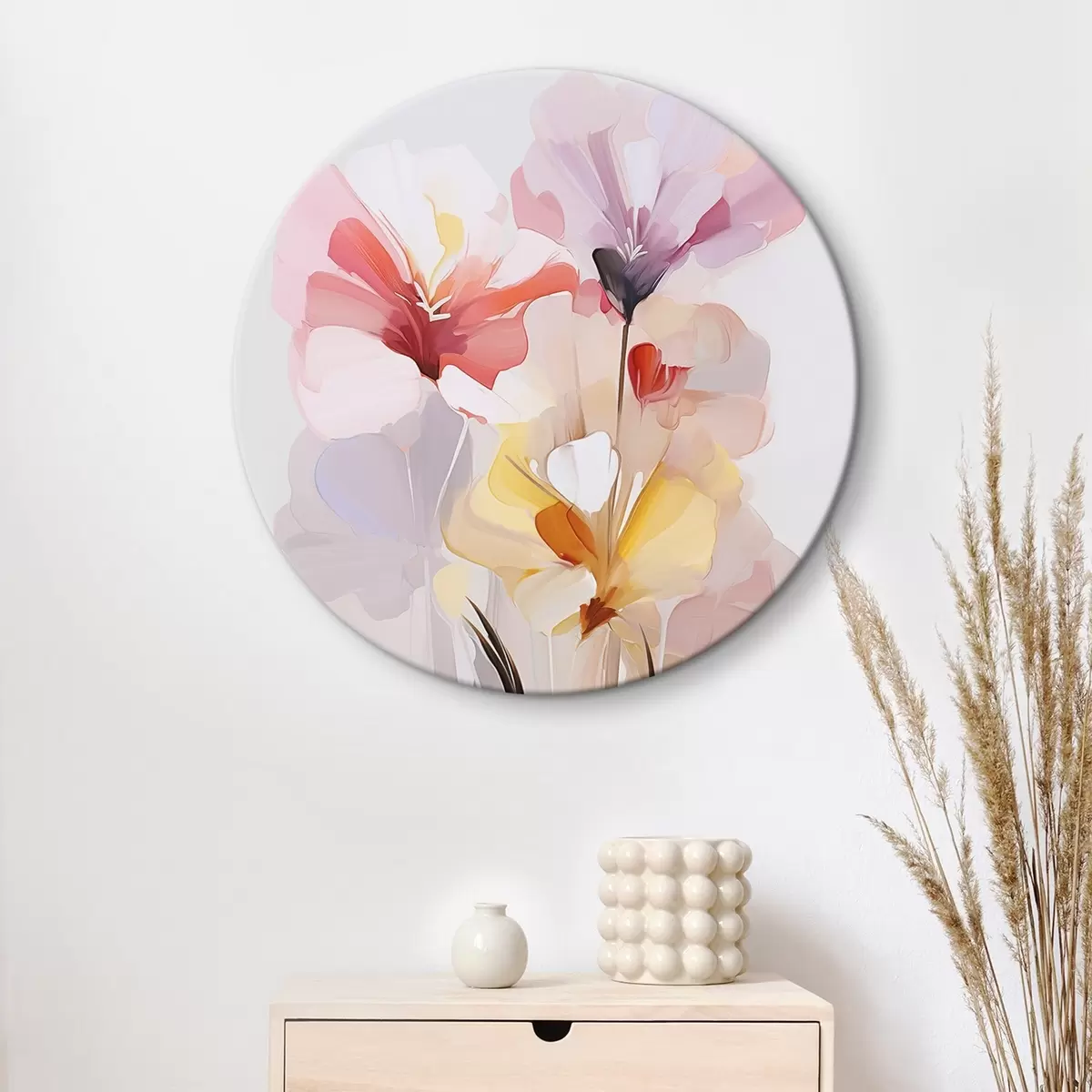 Runde Wandbilder Abstrakter Blumenstrauß r46354