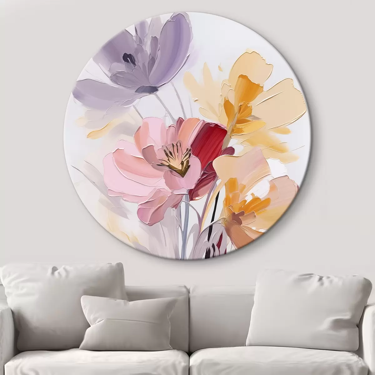 Runde Wandbilder Abstrakter Blumenstrauß r46355
