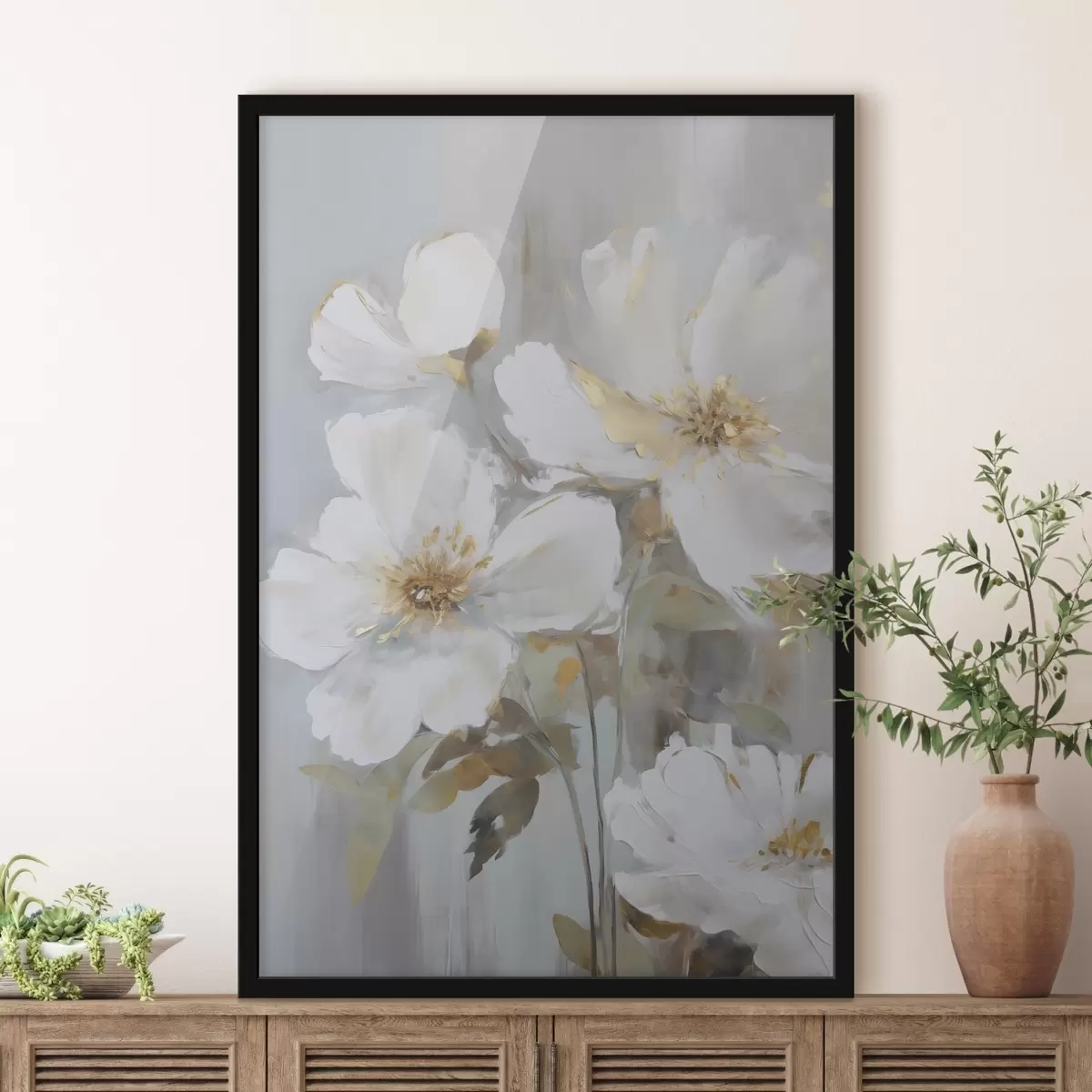Poster Abstrakte Blumenimitation einer Malerei f46346