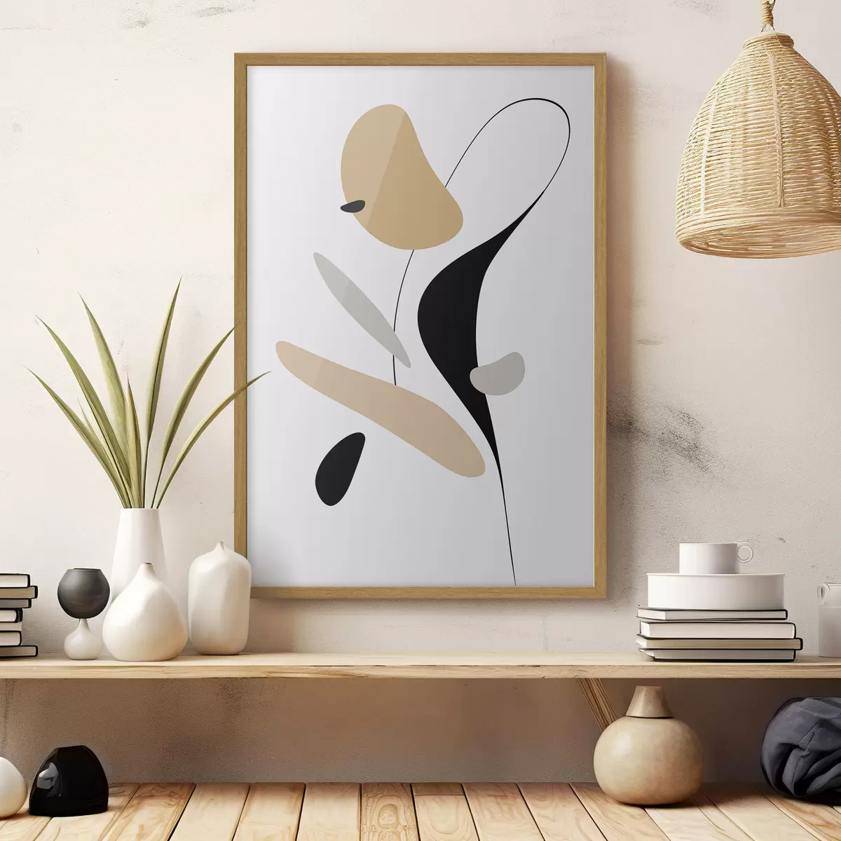 Poster Abstrakte Komposition mit Punkten und Linien f46350