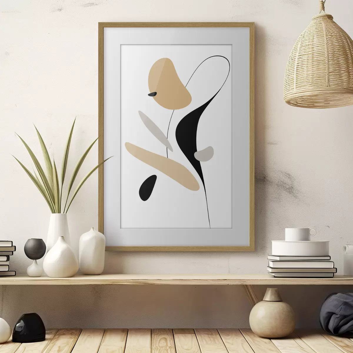 Poster Abstrakte Komposition mit Punkten und Linien f46350