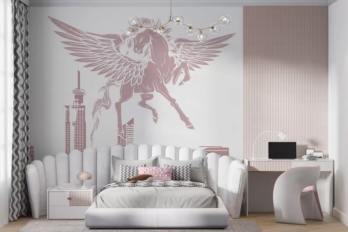 Fototapete Pegasus über der Stadt w04777