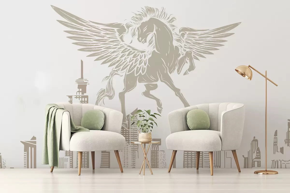 Fototapete Pegasus über der Stadt w04777v1