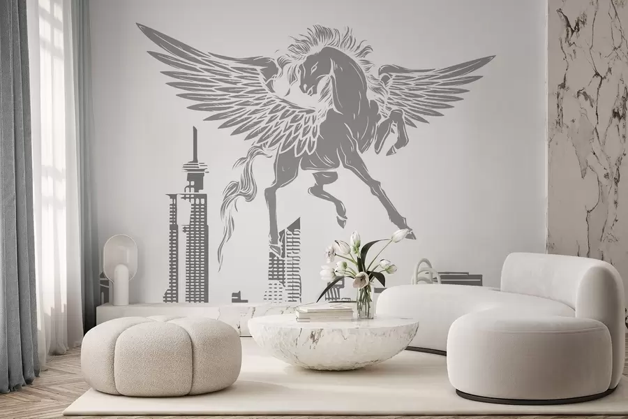 Fototapete Pegasus über der Stadt w04777v2 Fototapete Pegasus über der Stadt w04777v2