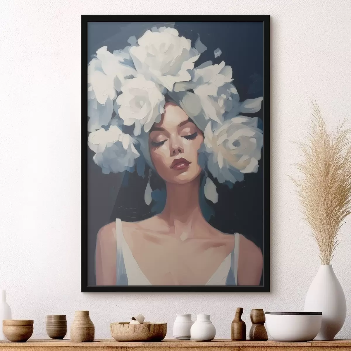 Poster Mädchen in Blumen f46419