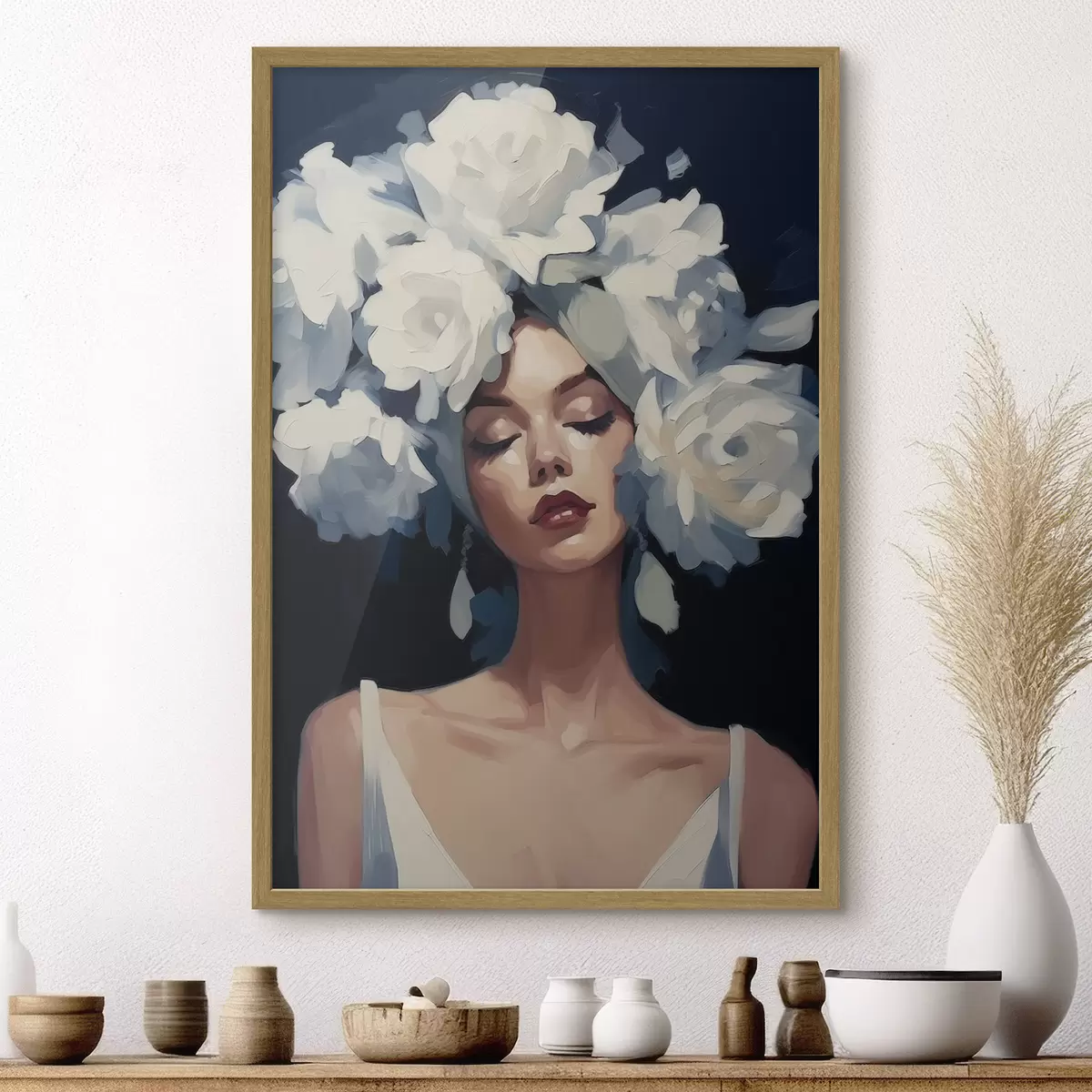 Poster Mädchen in Blumen f46419