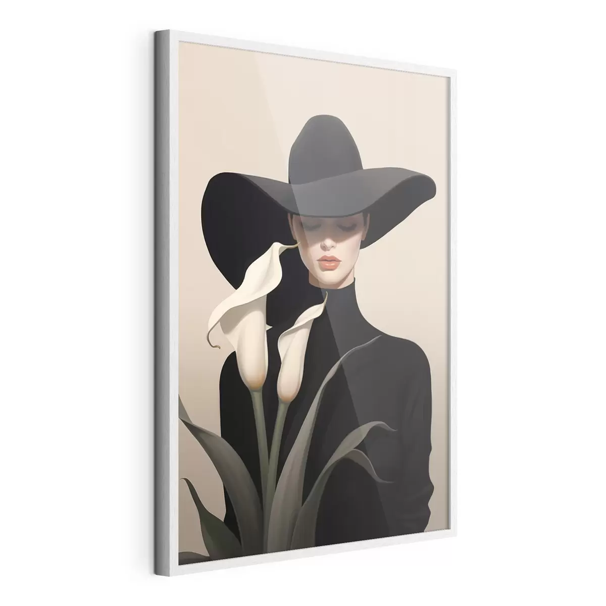 Poster Mädchen mit Hut und Calas f46420